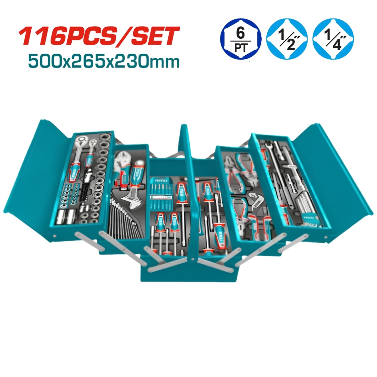 Maletín porta herramientas con 116 pcs Total2