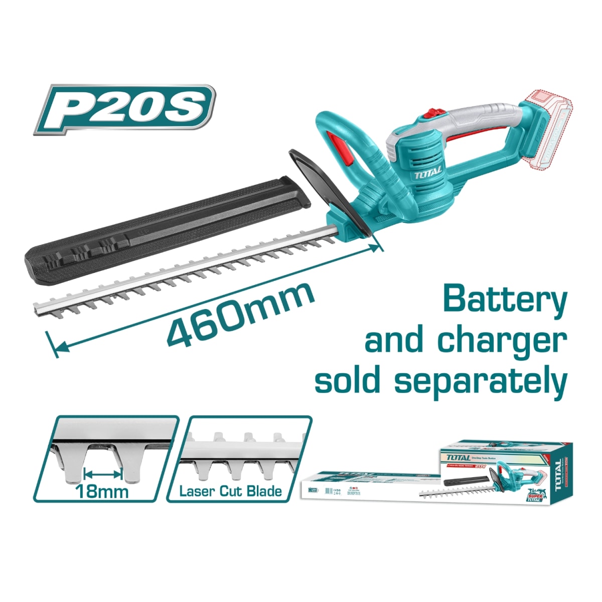 CortaSetos 46cm (solo cabezal) 20v Total2