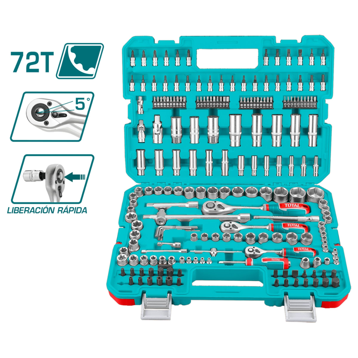 Set x 201pcs llaves, dados y chicharras, maleta Total3
