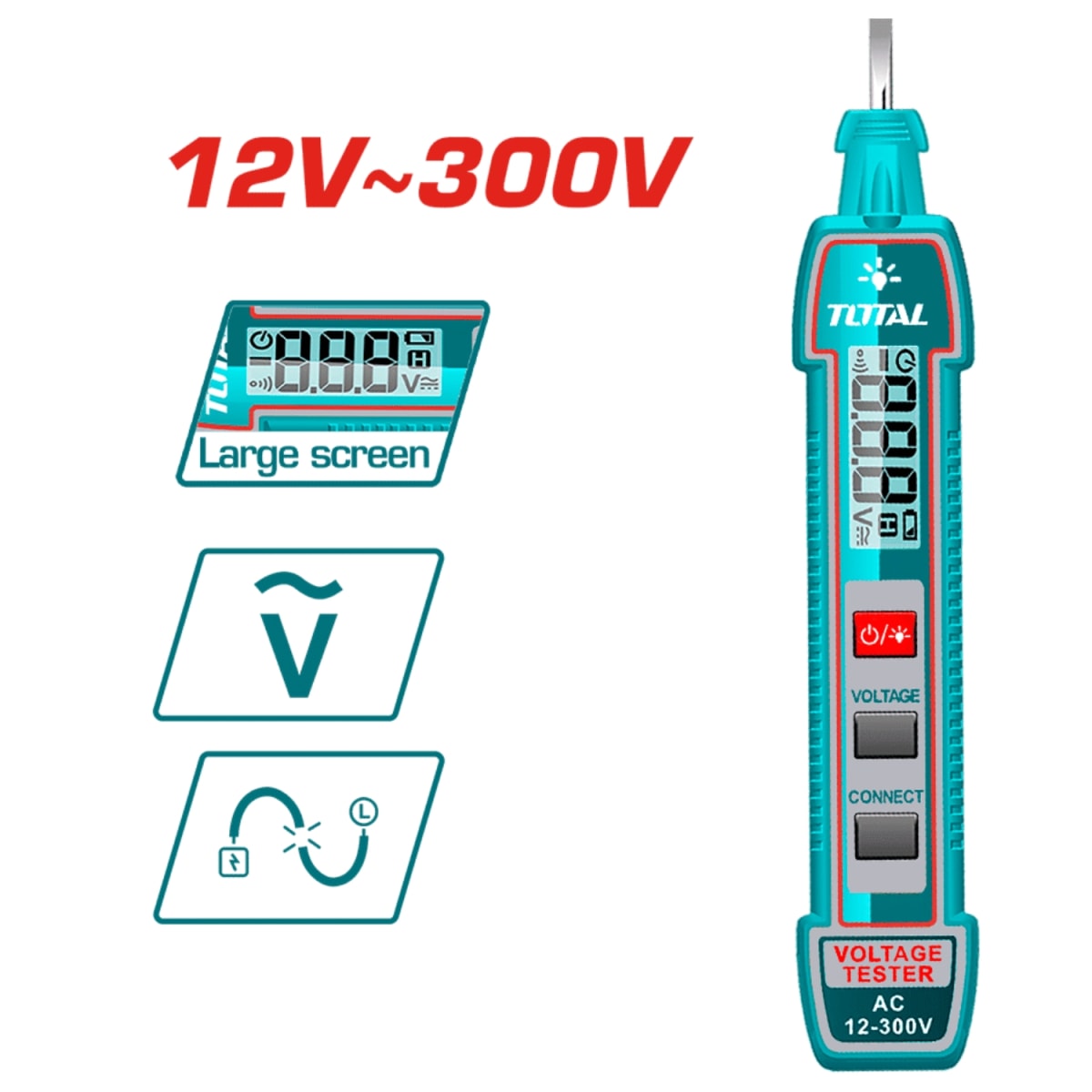Probador de Voltaje Digital 12-300V Total2
