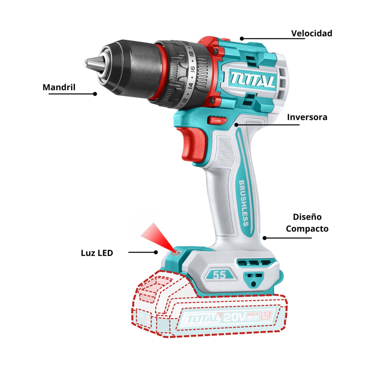 Taladro percutor 55nm industrial Total3