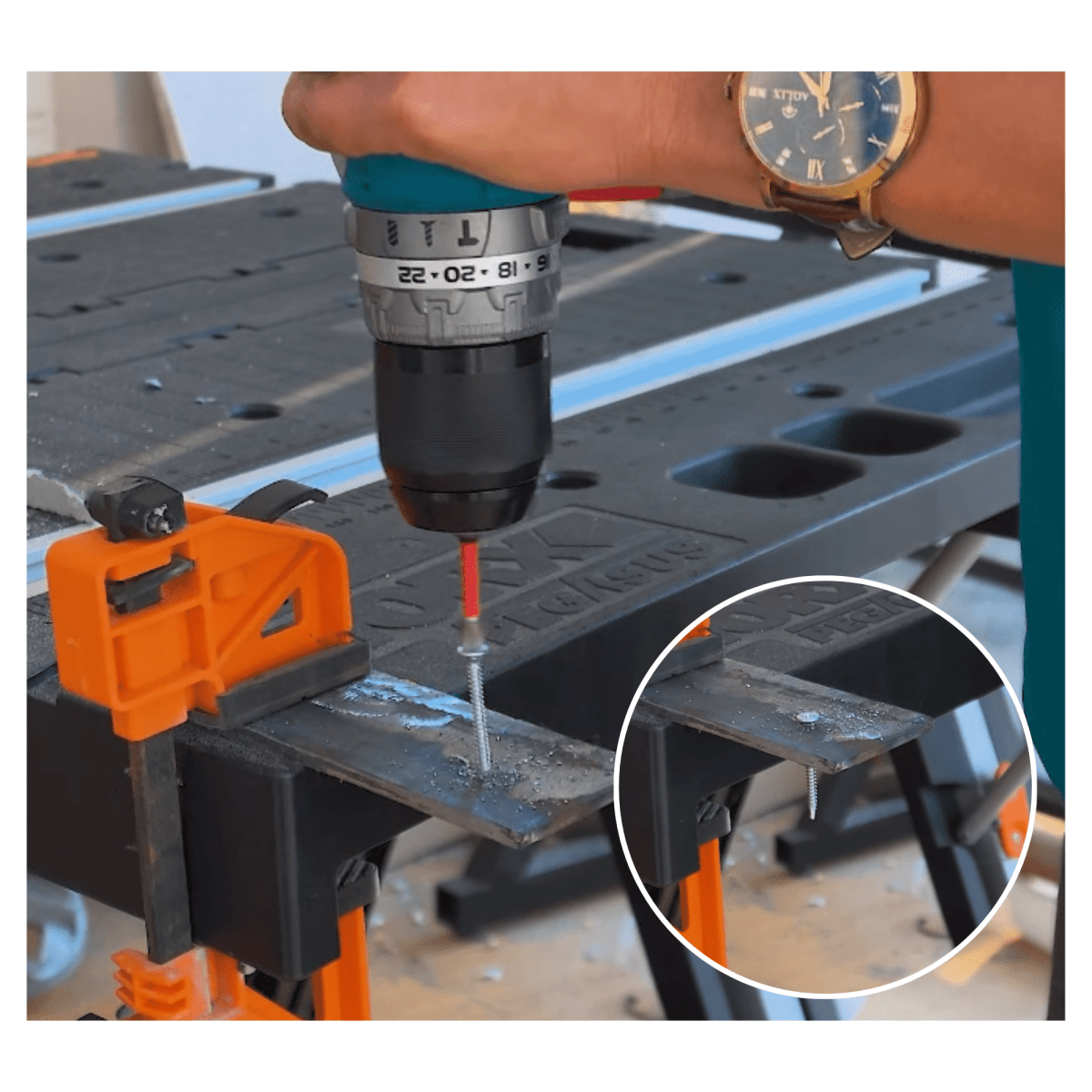 Taladro atornillador percutor Brushless Chuck Metálico 20V +2 Baterías 2.0AH Total7