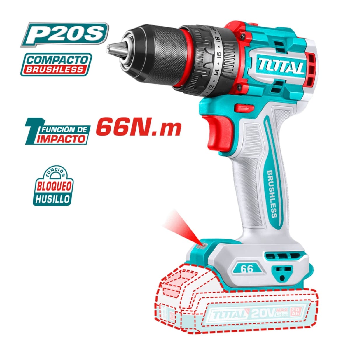 Taladro percutor 66nm + Taladro atornillador 60nm Total6