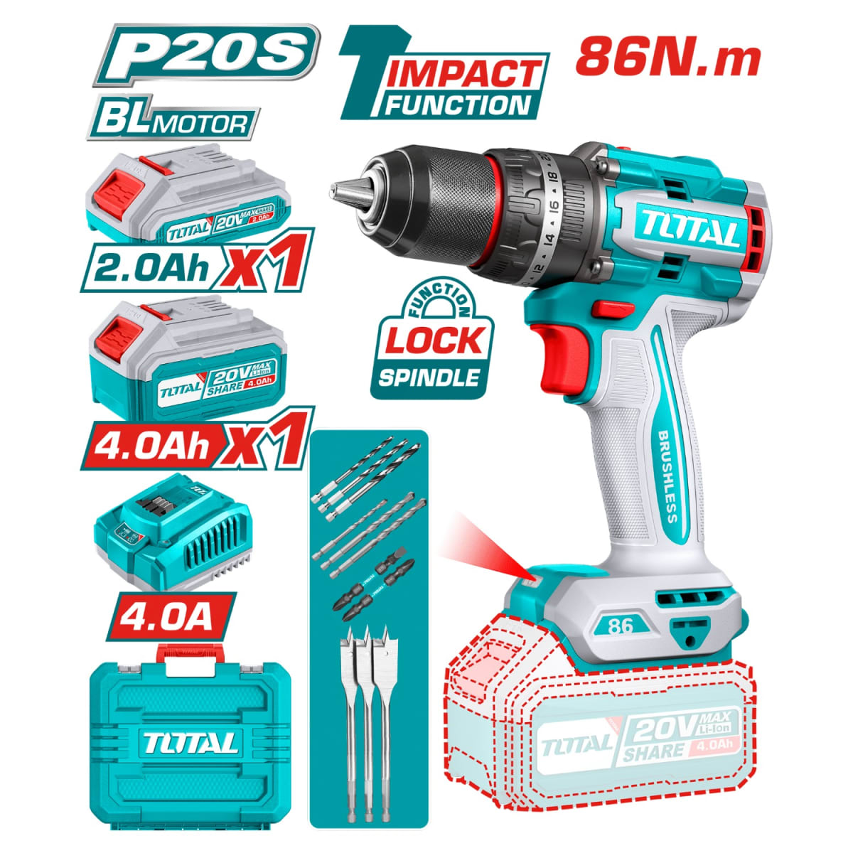 Taladro Percutor 86nm industrial Total2