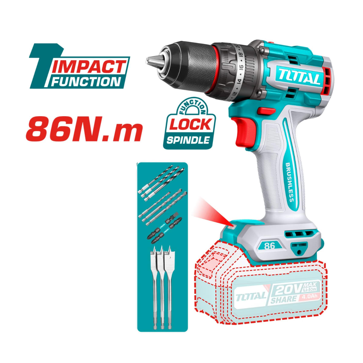 Taladro Percutor 86nm industrial Total8