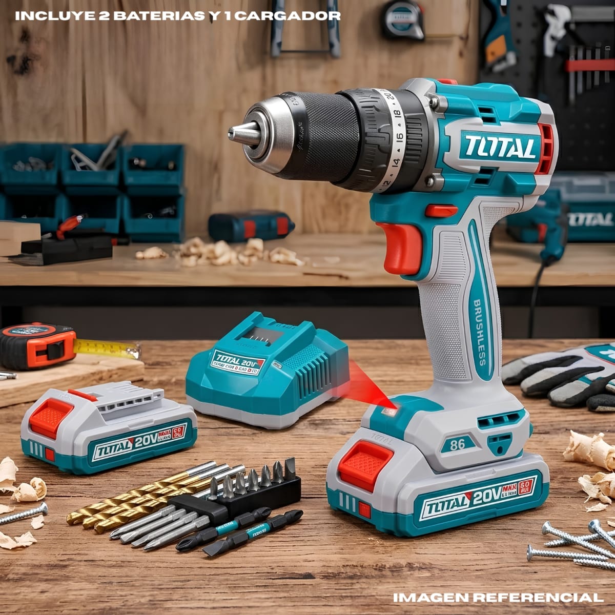 Taladro Percutor y Atornillador 86nm 20V Total2