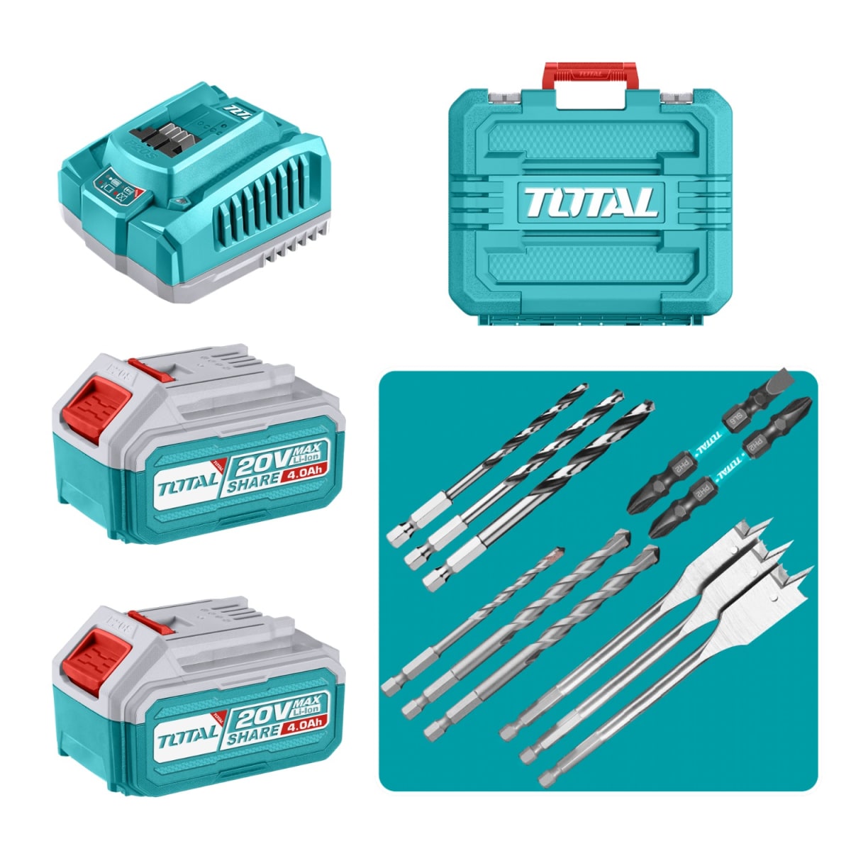 Taladro percutor 96nm + 2 baterías 4ah industrial Total3