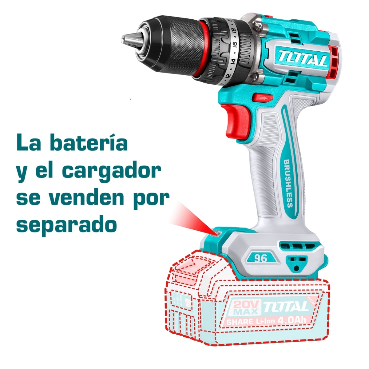 Taladro Percutor 96nm 20V Industrial (cabezal solo) Total4