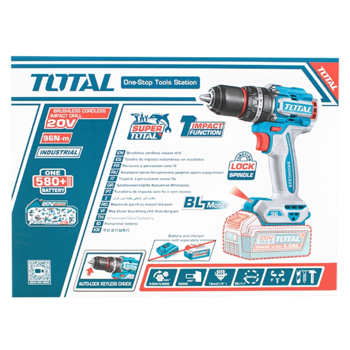 Taladro Percutor 96nm 20V Industrial (cabezal solo) Total6