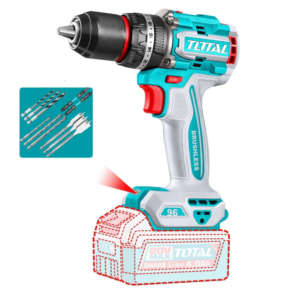 Taladro Percutor 96nm 20V Industrial (cabezal solo) Total1