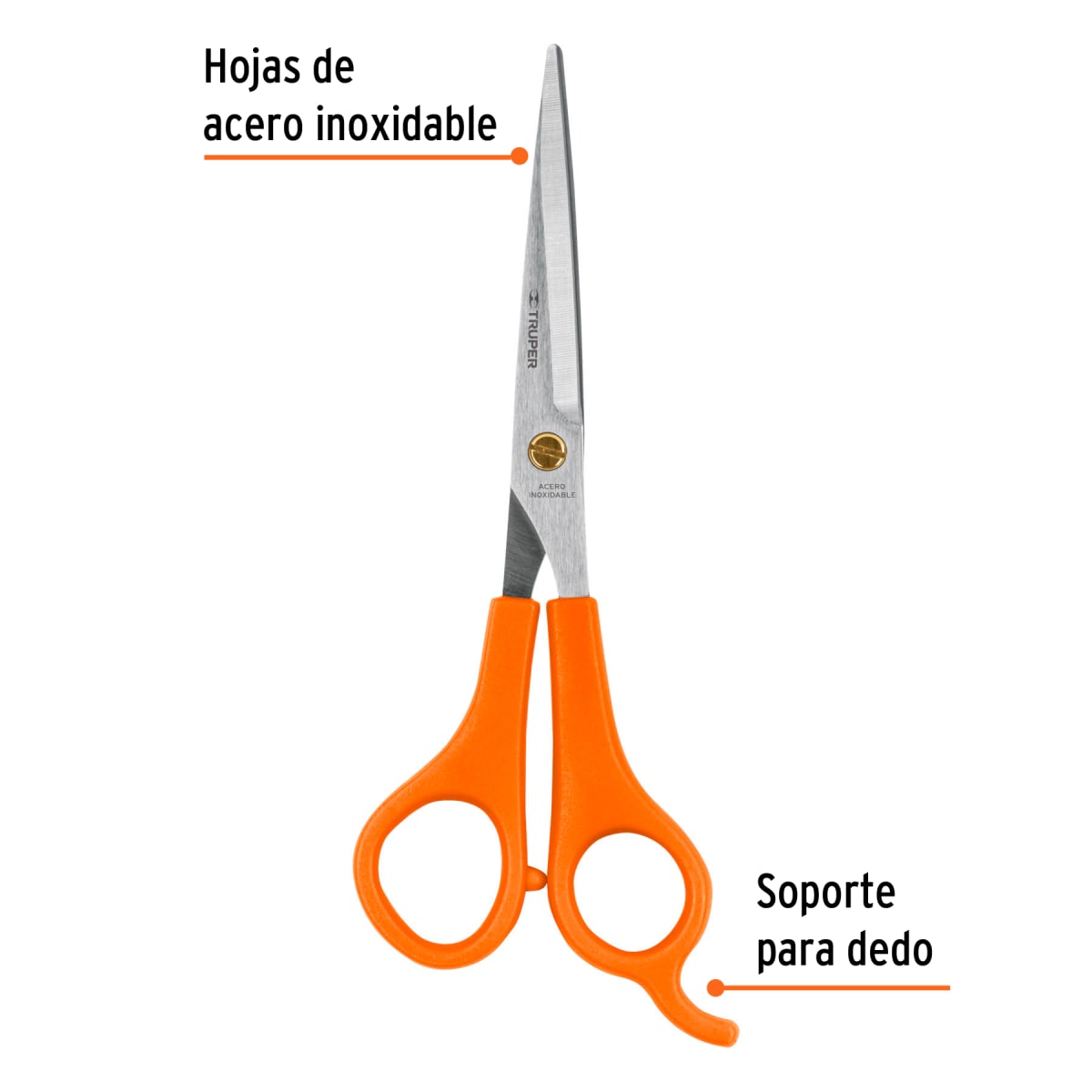 Tijera 6´´ de acero inoxidable con gancho para estilista Truper2