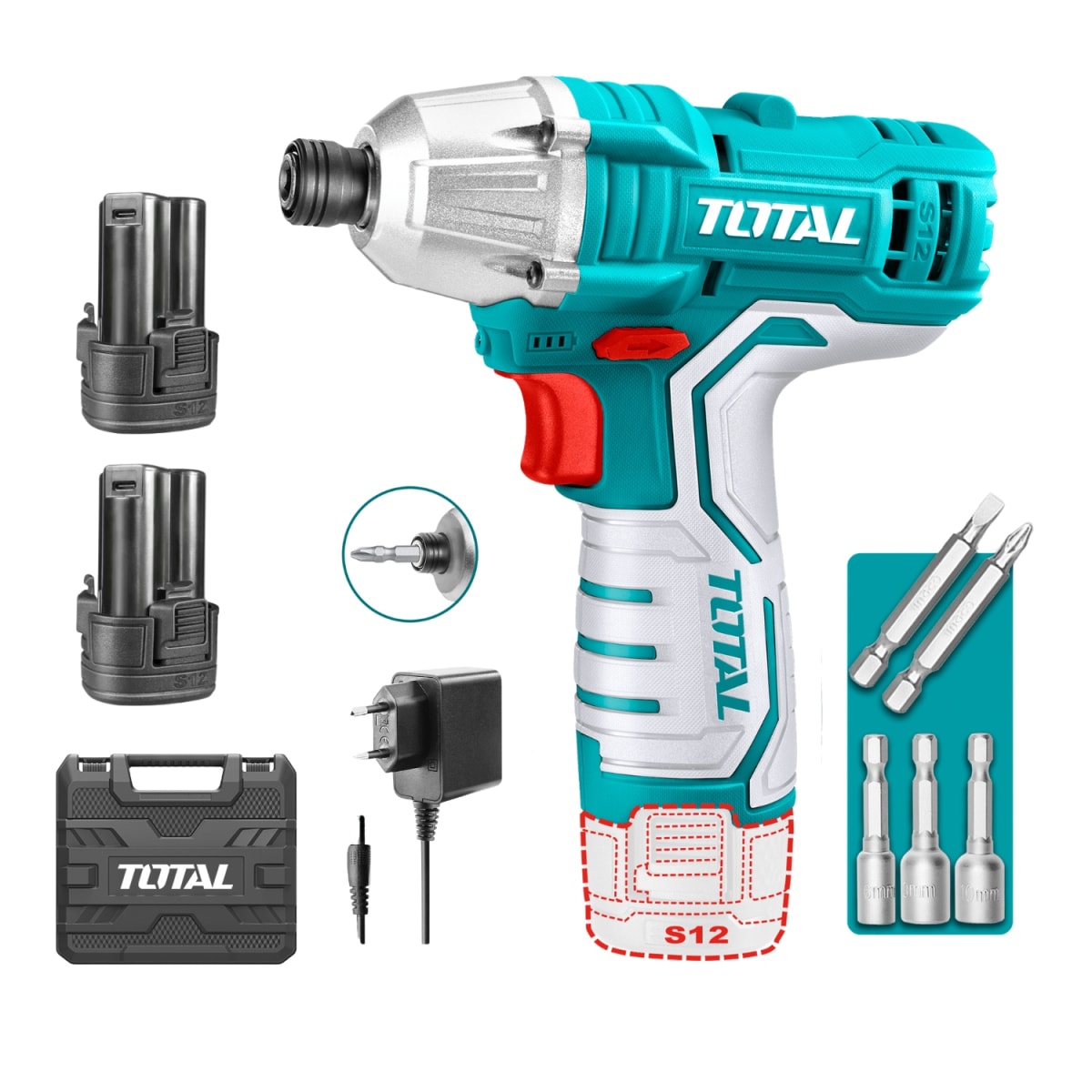 Taladro + Atornillador de impacto + linterna Total5