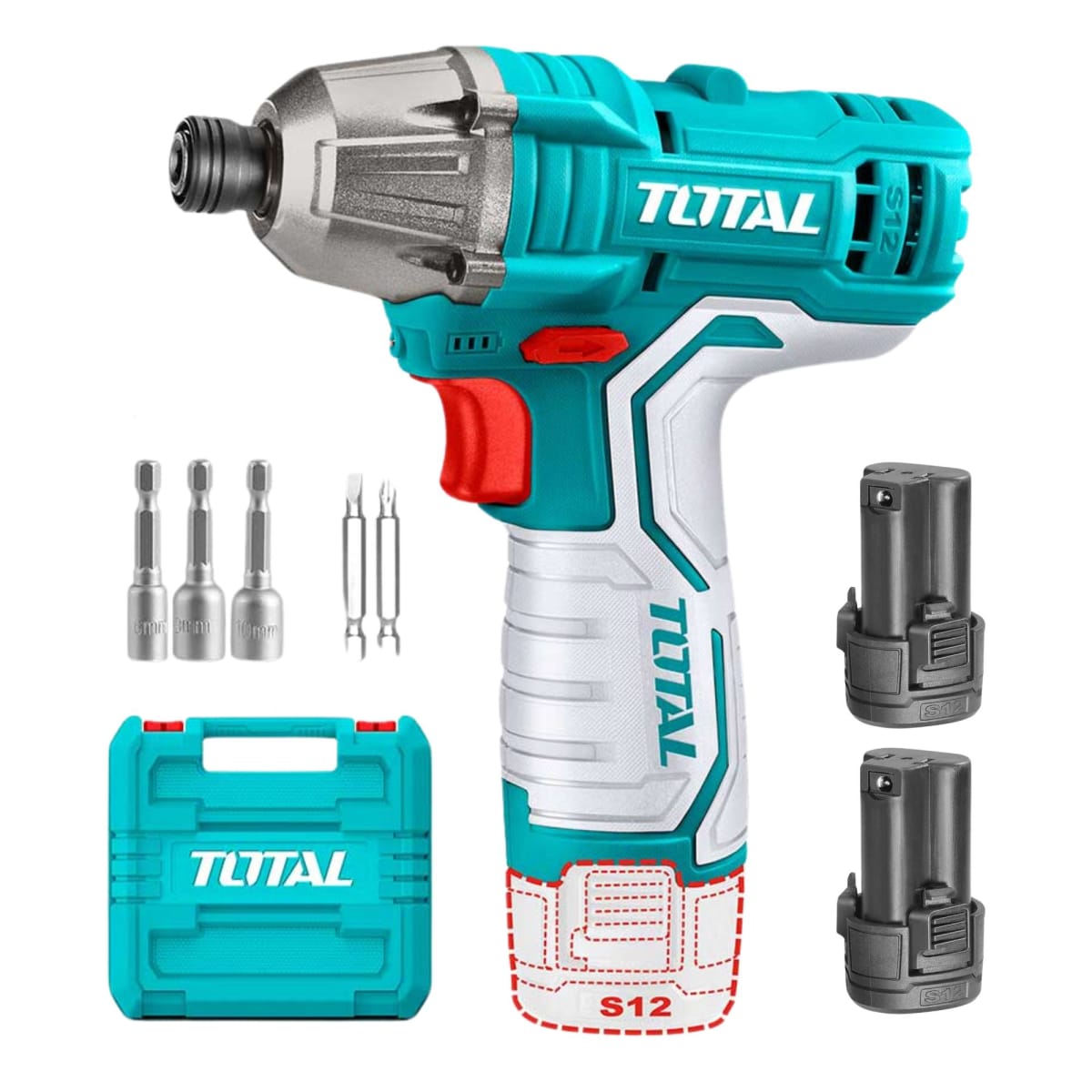 Atornillador de Impacto 100nm + 2 Batería tipo C 12v Total1