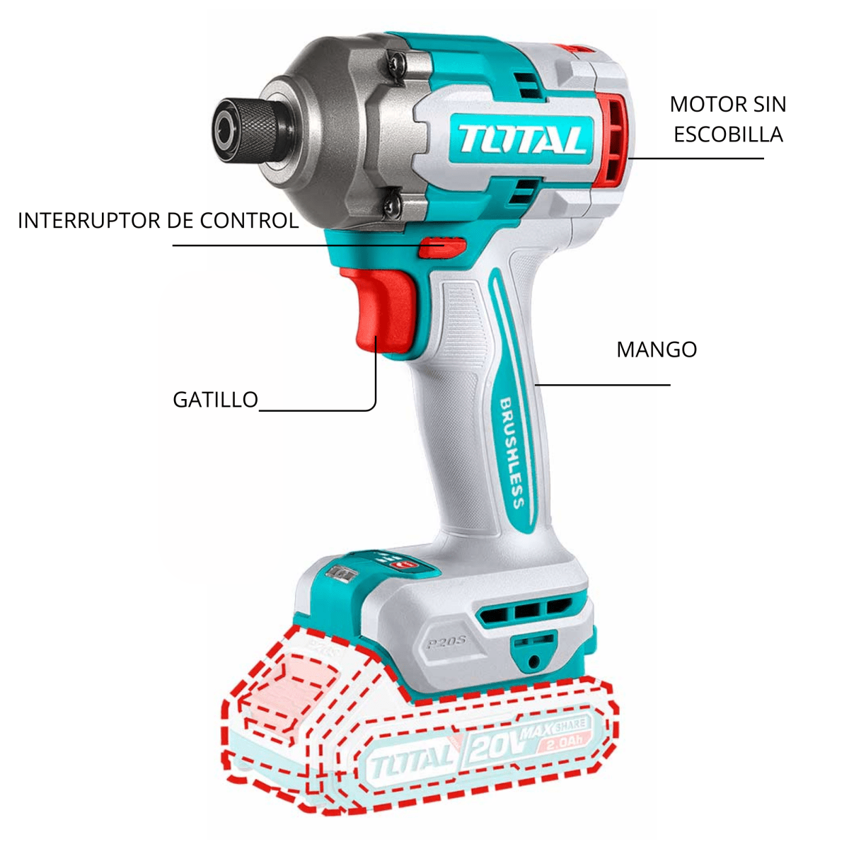 Atornillador de impacto 285nm 20v Total4