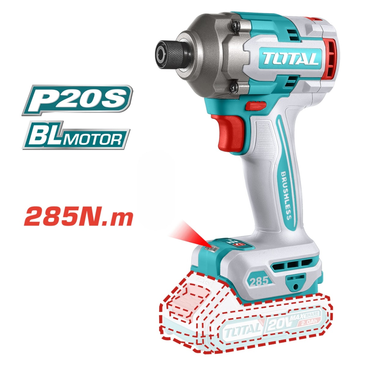 Combo 5 en 1 Taladro 66nm + Atornillador de Impacto 285nm + Amoladora + 2 Linternas 20v Total5