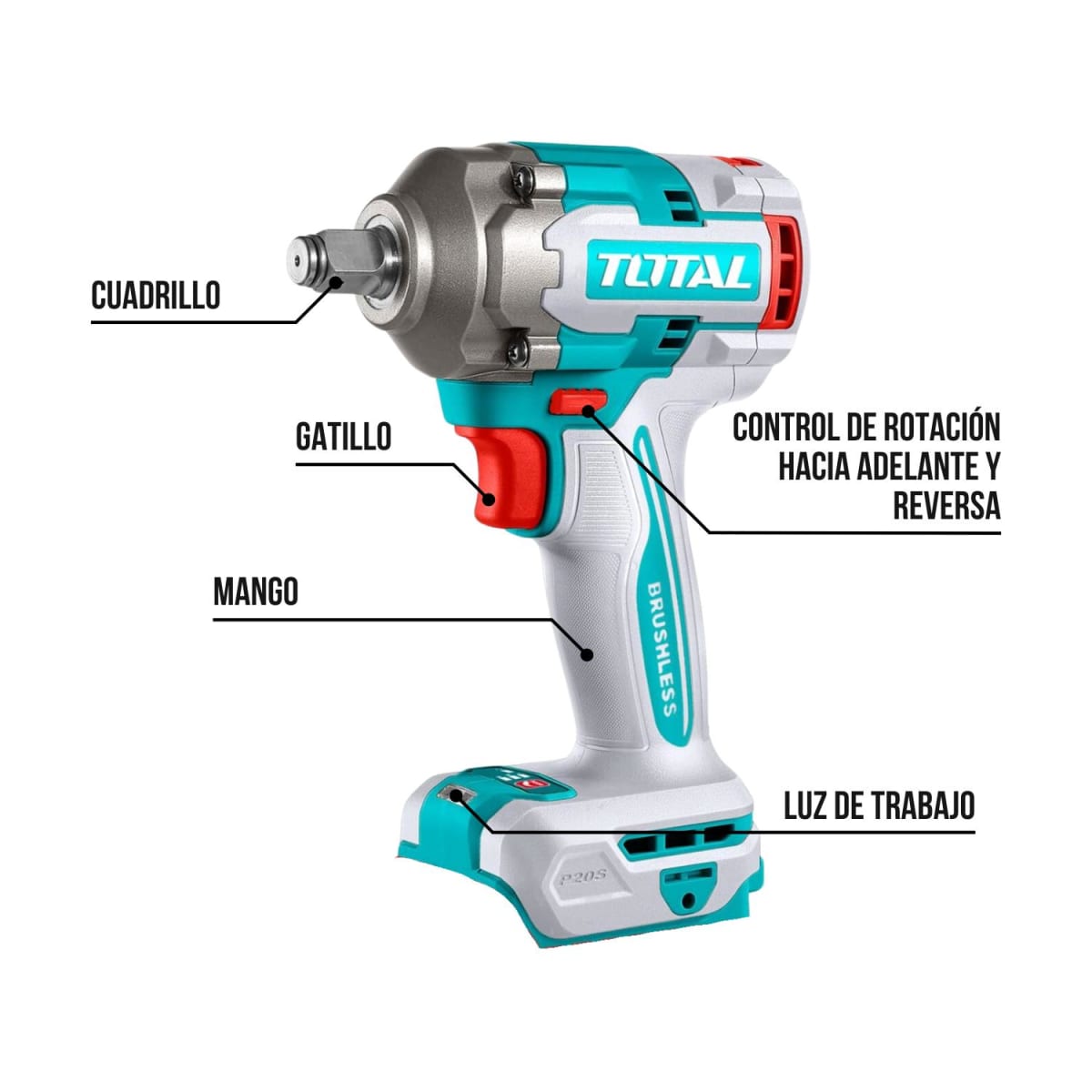 Llave de impacto 400 Nm + 2 baterías 2ah Total3