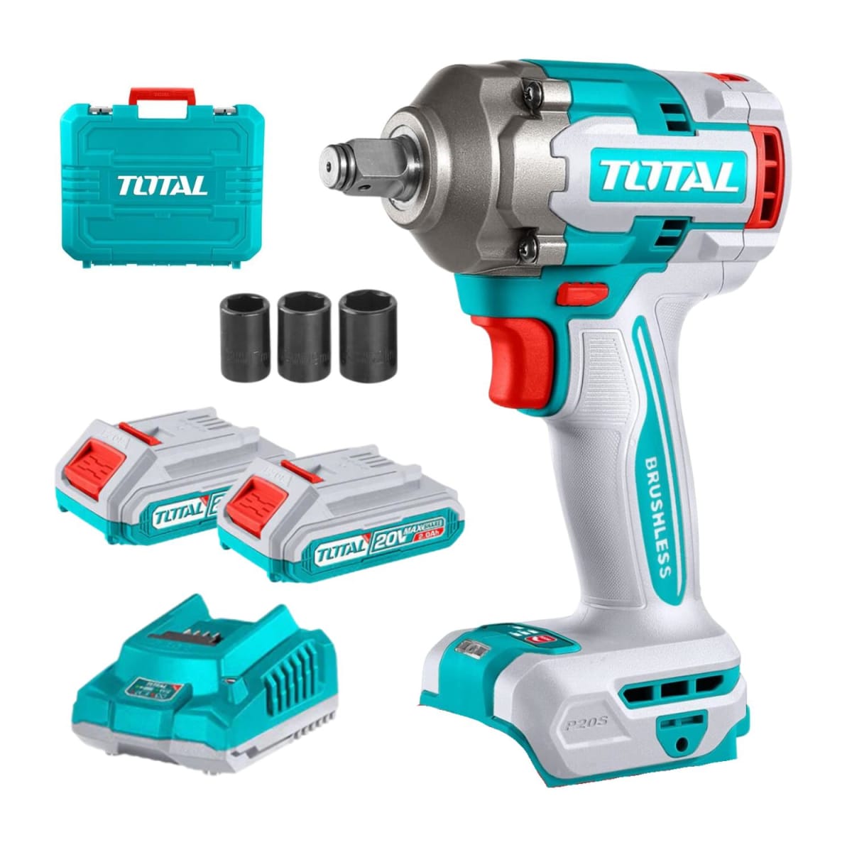 Llave de impacto 400 Nm + 2 baterías 2ah Total1