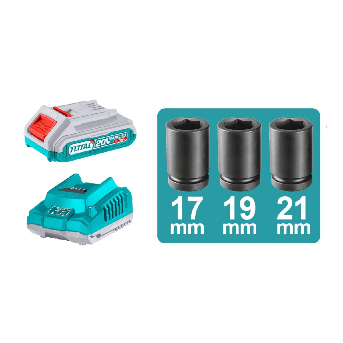 Llave de impacto 405nm + bateria y cargador Total4