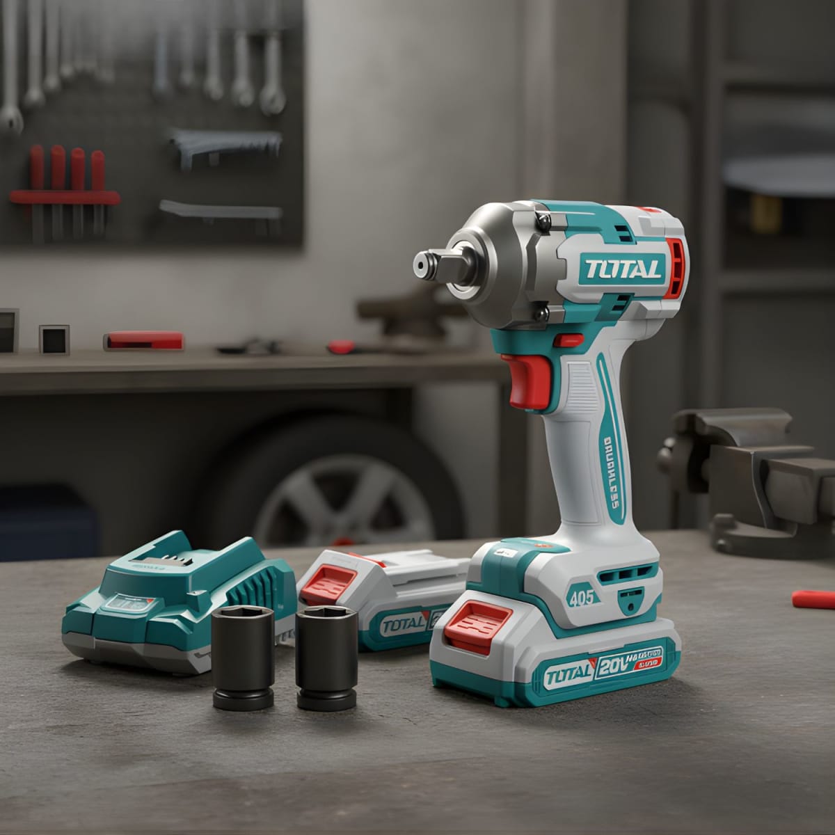 Llave de impacto 405nm + bateria y cargador Total2