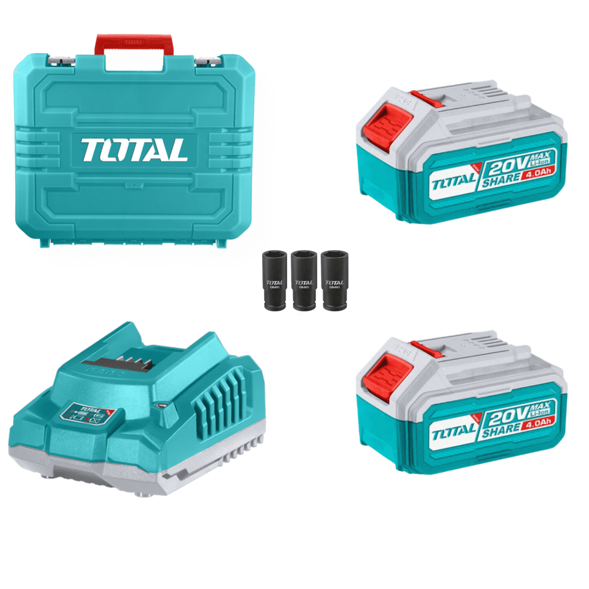 Llave de Impacto 850nm + 2 Baterias 4amp + Cargador 20v Total3