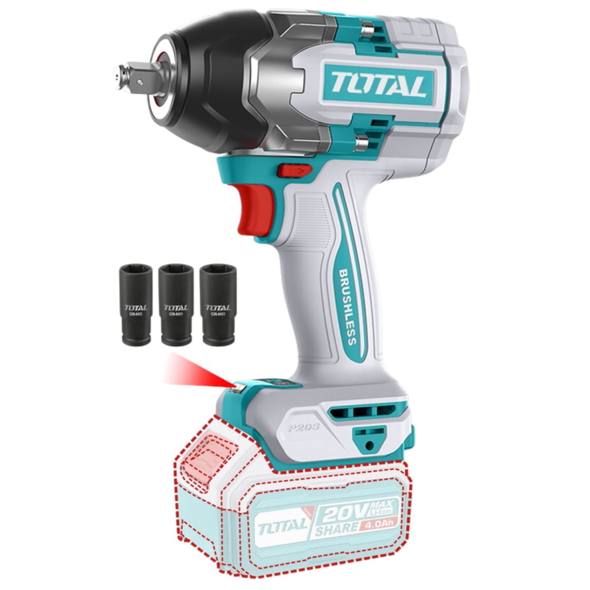 Llave de impacto 850nm solo cabezal Total1