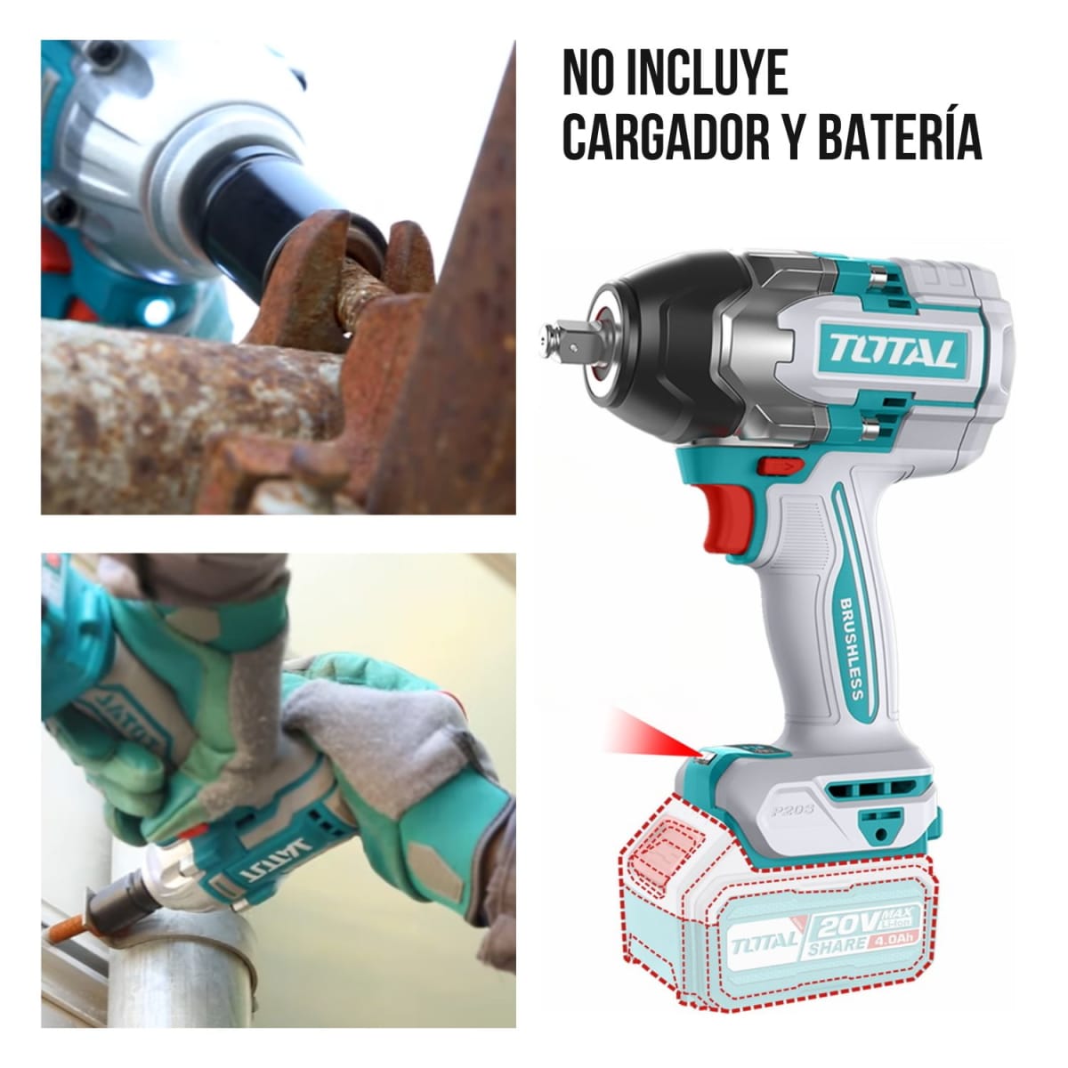 Llave de impacto 850nm solo cabezal Total4