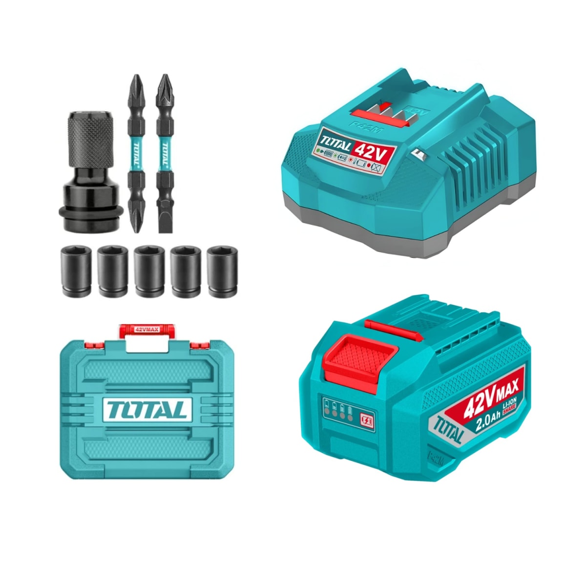 Llave de Impacto 1/2'' 460Nm + 1 Batería y Cargador 42v Total7