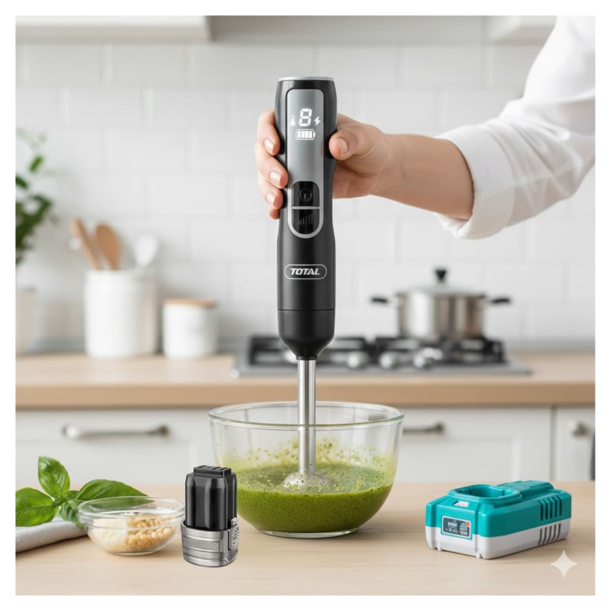 Batidora de Inmersion 16v Led + Bateria y Cargador Total4