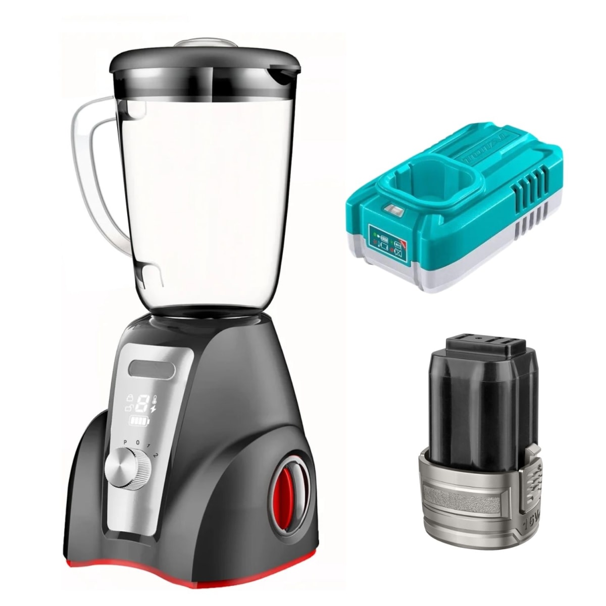 Licuadora inalámbrica 16v con pantalla LED con bateria y cargador Total1