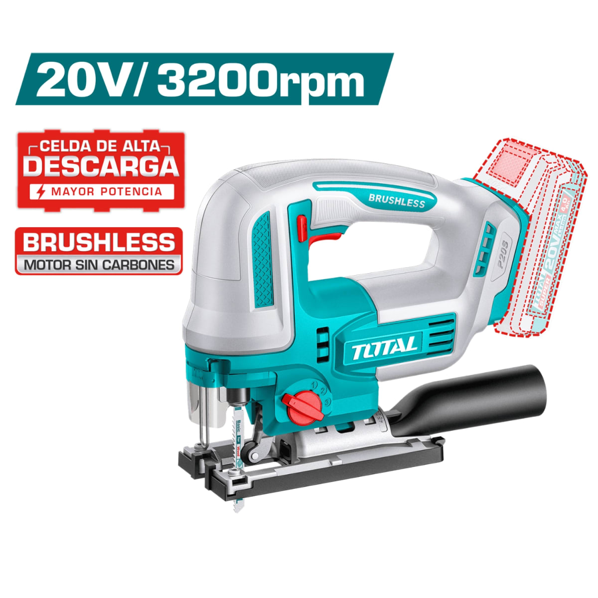 Caladora 20V Brushless + 2 bat 4Ah + cargador Total4