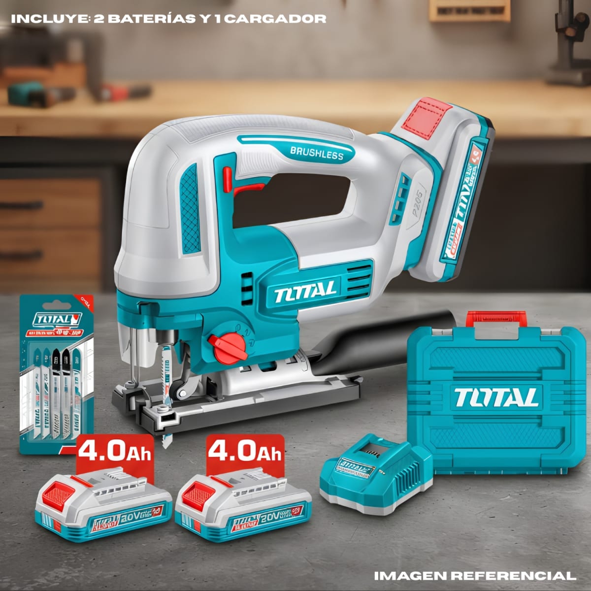 Caladora 20V Brushless + 2 bat 4Ah + cargador Total2
