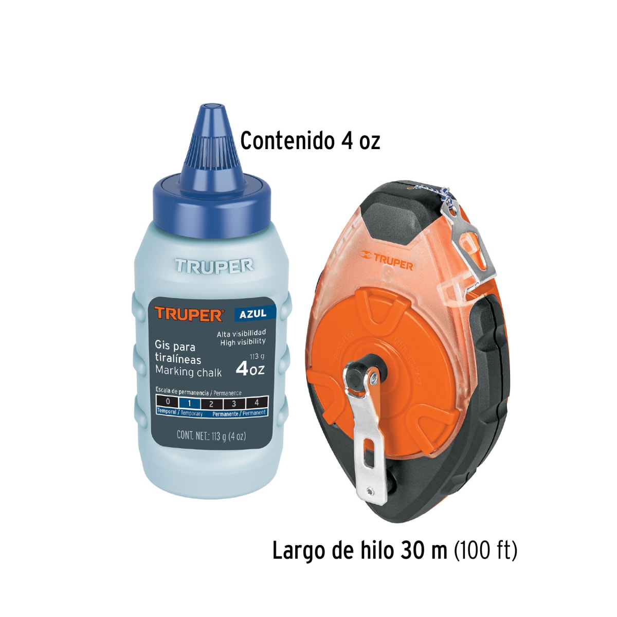 Tiralíneas profesional 30m (100 ft) plástico con tiza, Truper3