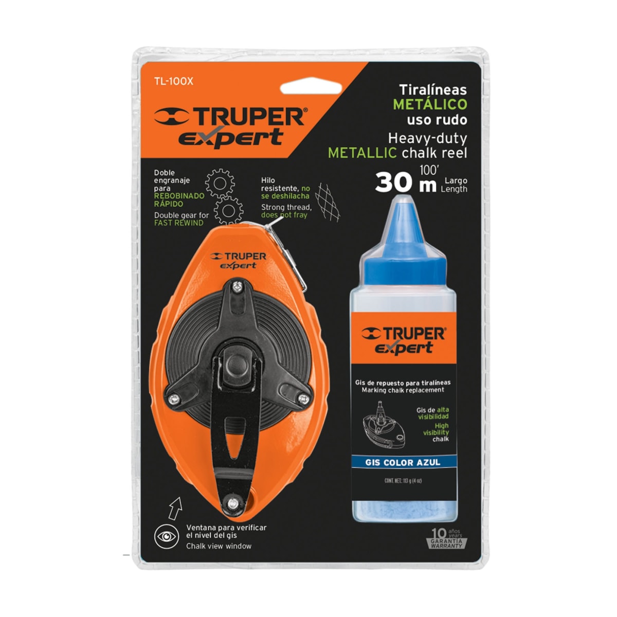 Tiralíneas 30 m (100 ft) metálico uso rudo Truper expert4