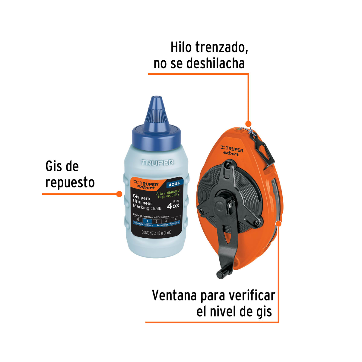 Tiralíneas 30 m (100 ft) metálico uso rudo Truper expert2