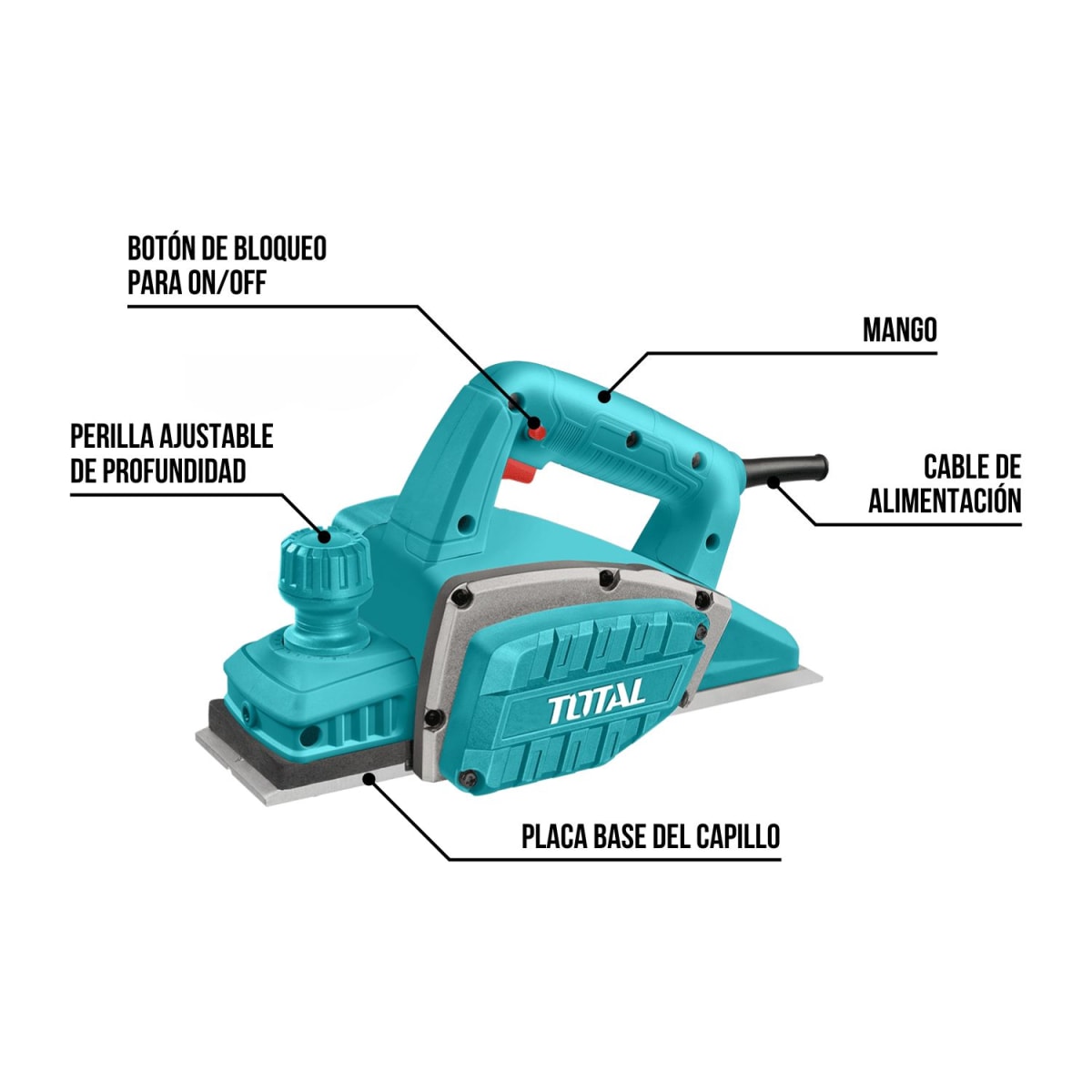 Cepillo carpintero eléctrico 550w Total4