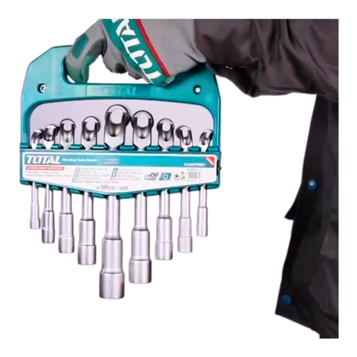 Juego de dados hexagonal en llave 9 piezas Total3