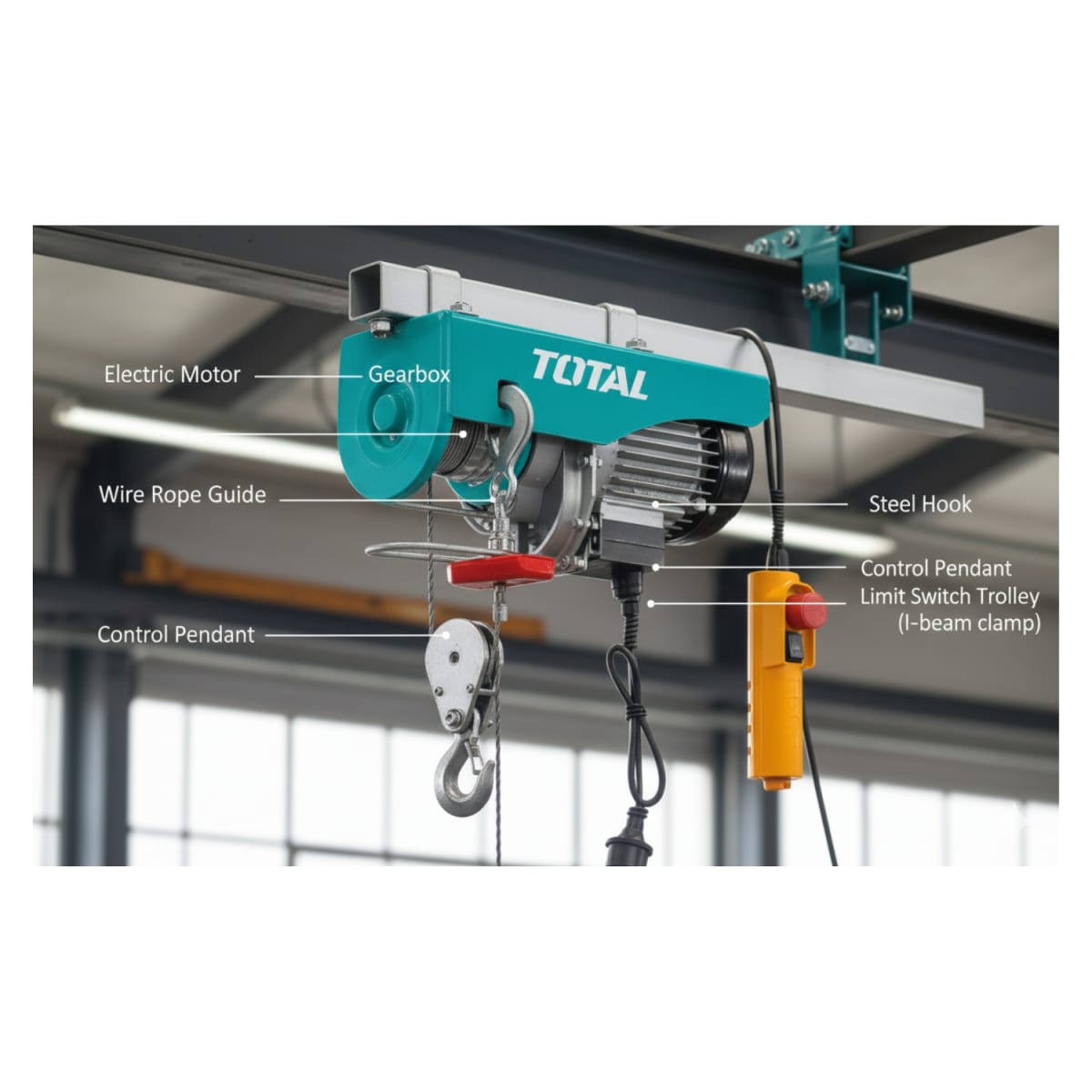 Tecle Electrico soporta 500kg 900w Total4