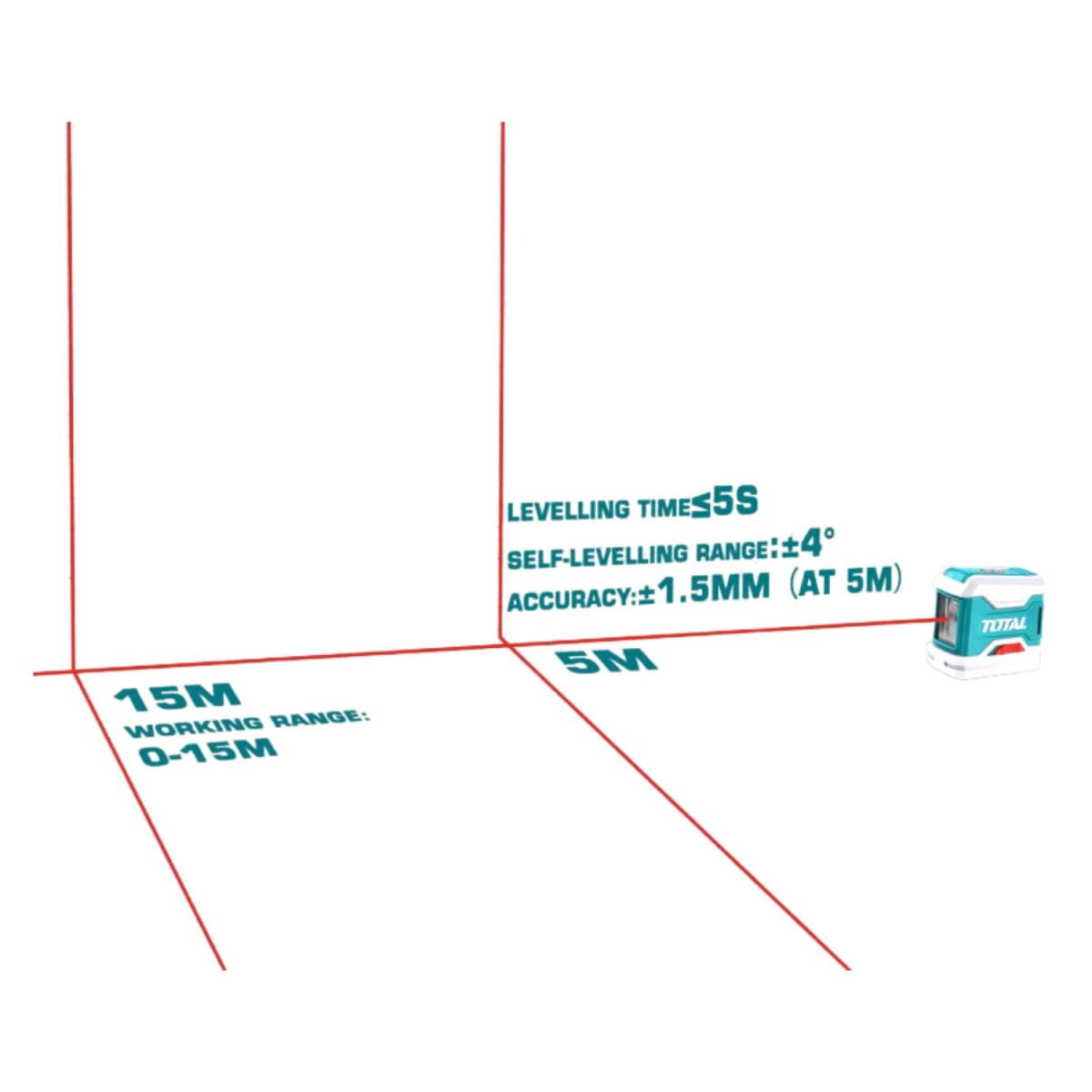 Nivel laser auto nivelante 15 metros Total4