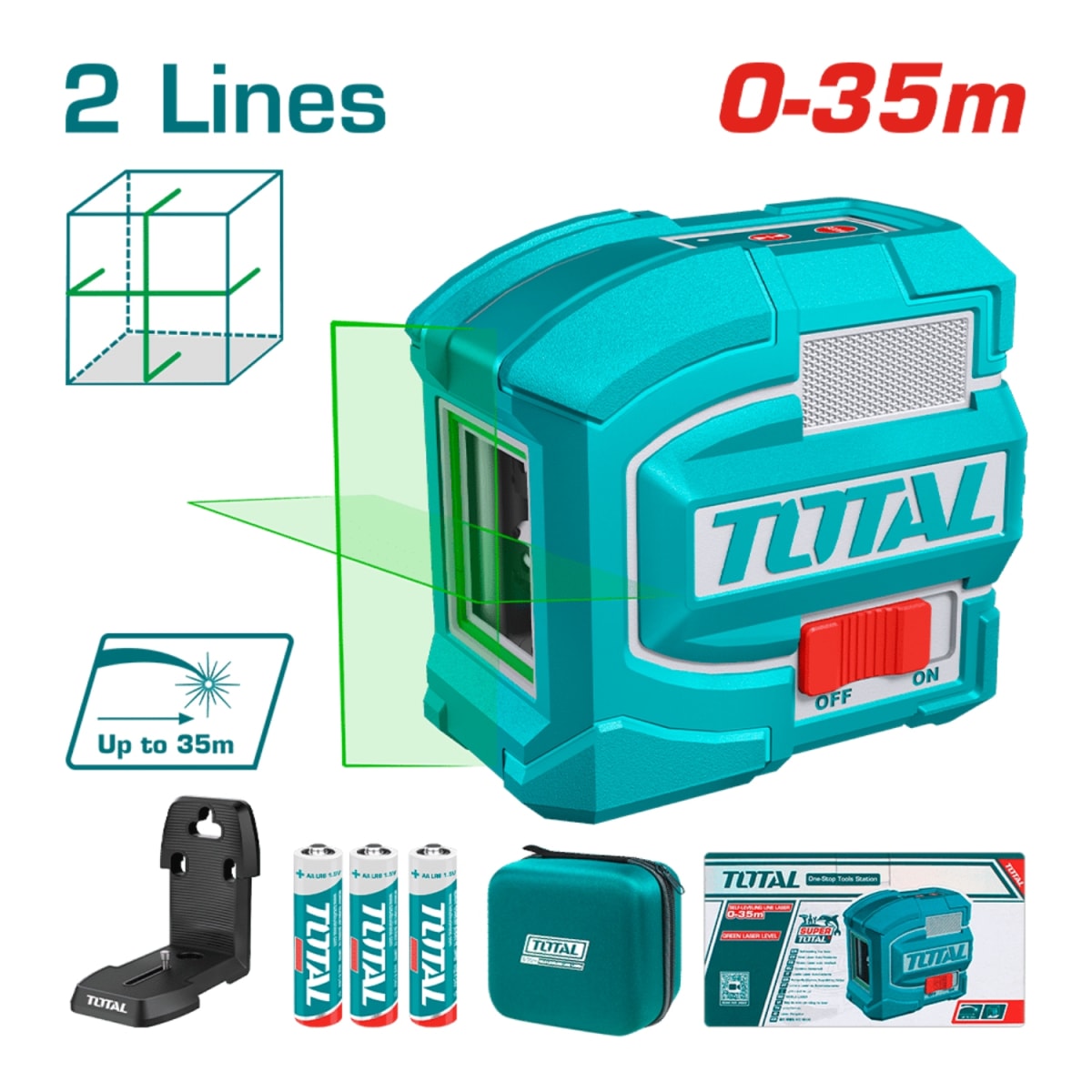 Nivel Laser Verde 2 Lineas 0-35m Total2