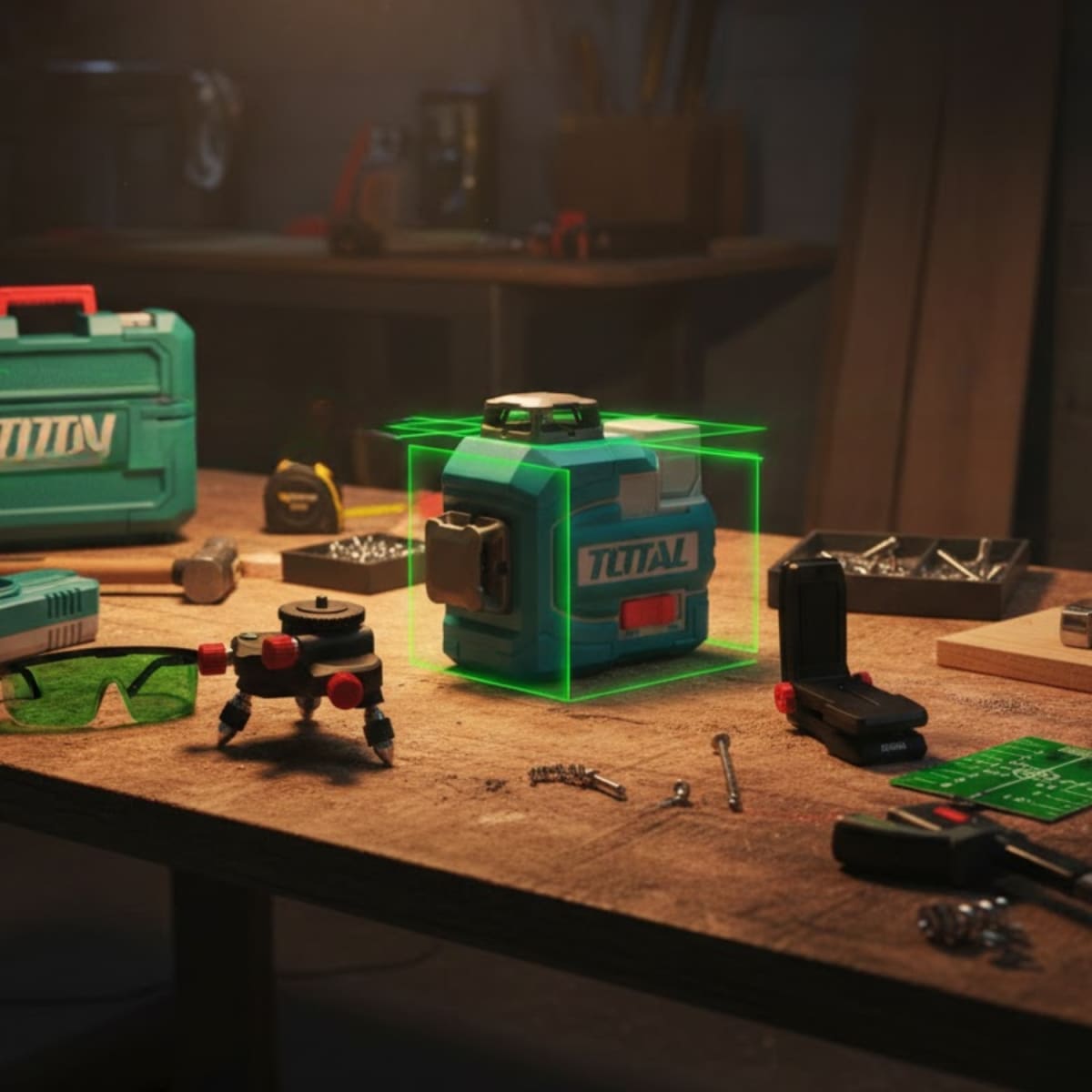 Nivel laser 12 líneas + accesorios Total2