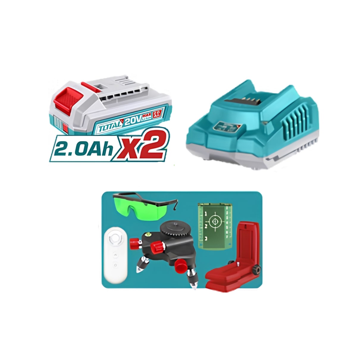 Nivel laser 12 lineas verde 20V + 2 baterias y cargador Total3
