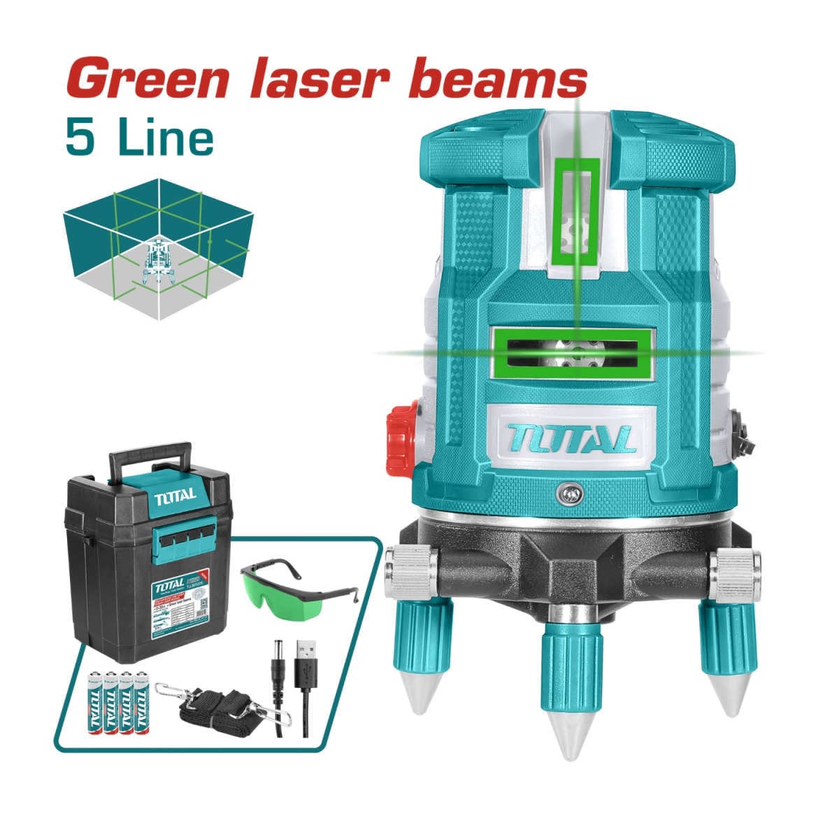Nivel Laser Verde 5 Lineas 0-30m Total2