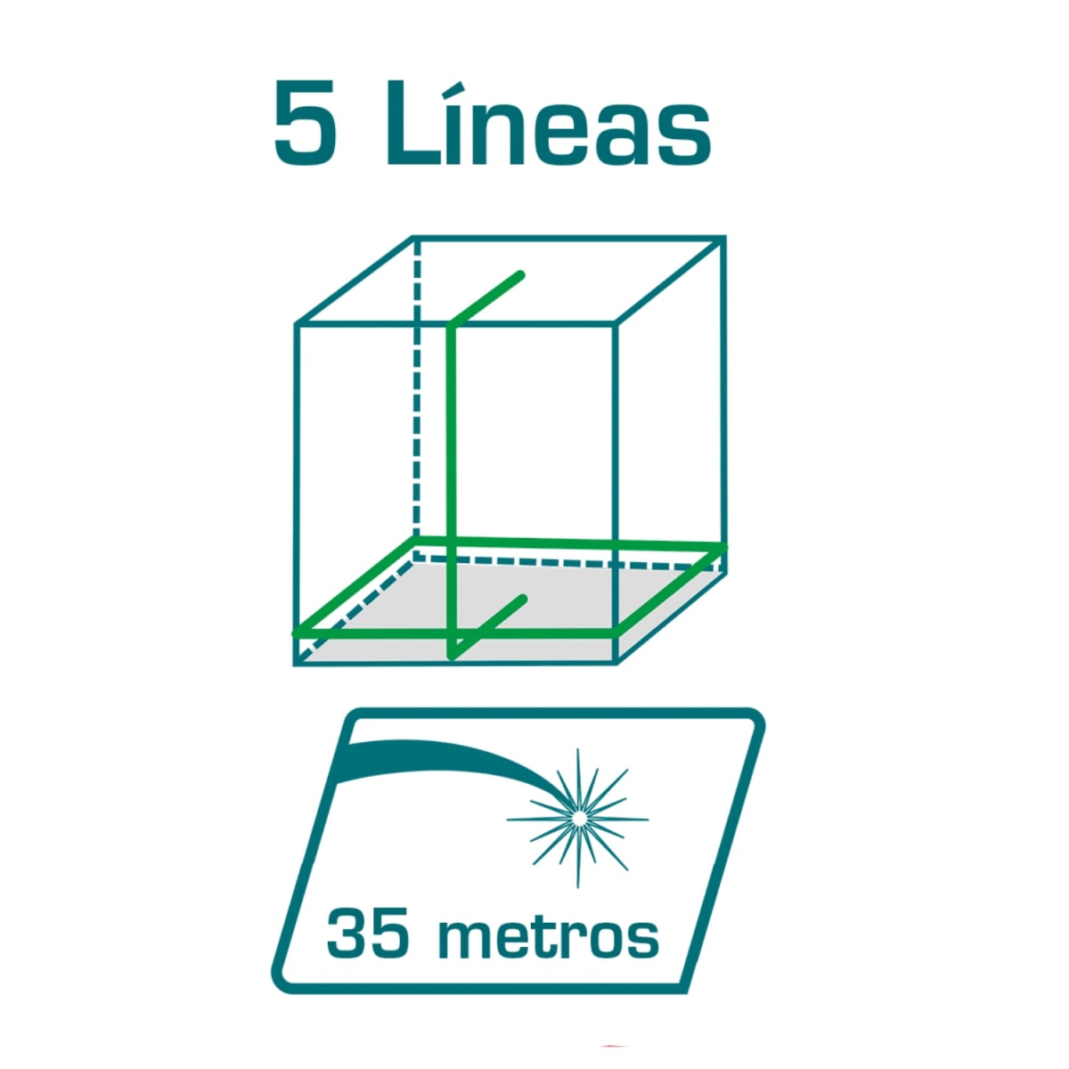 Nivel Laser Verde 5 lineas 0-35m total3