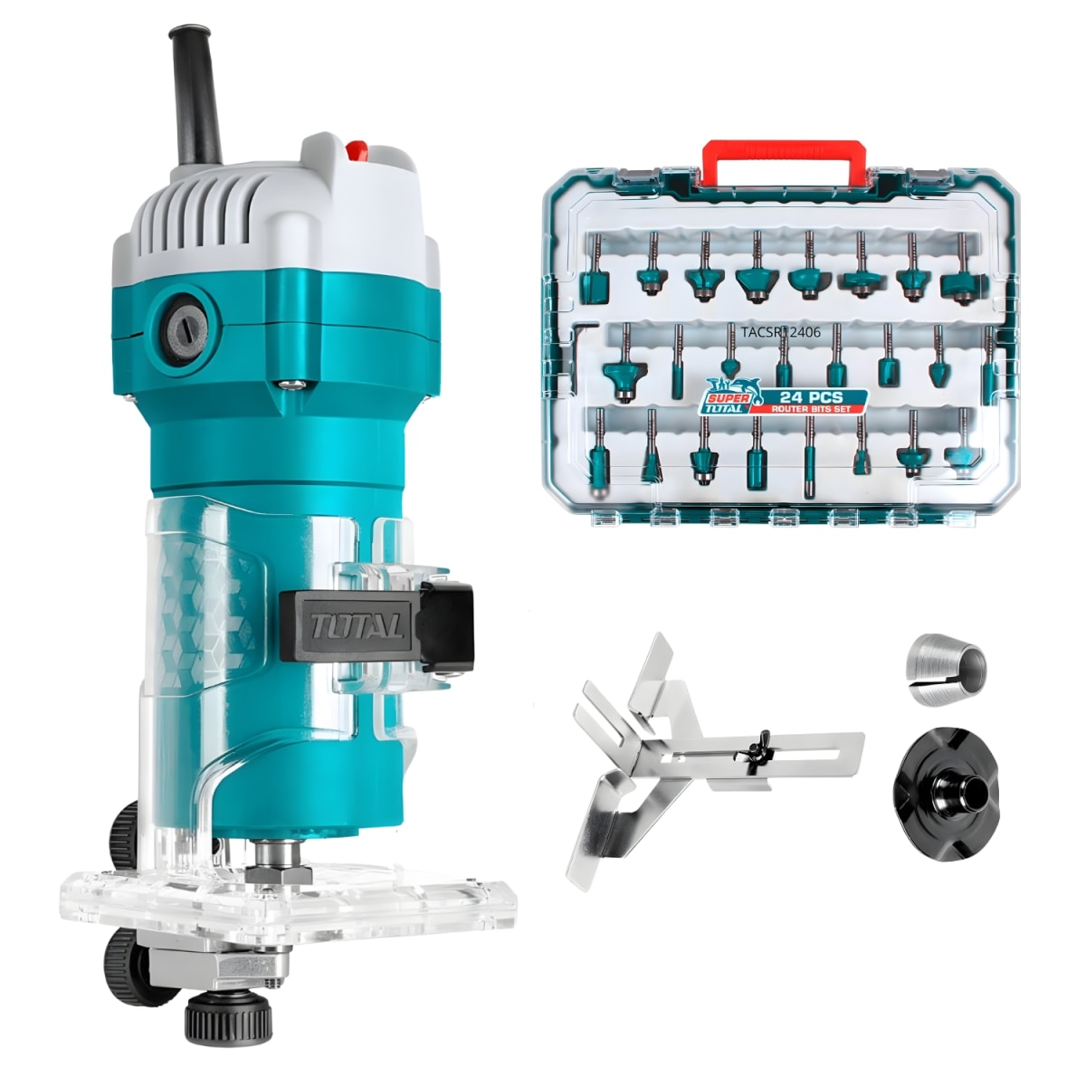 Ruteadora de Palma 600w + Accesorios 24pcs Total1