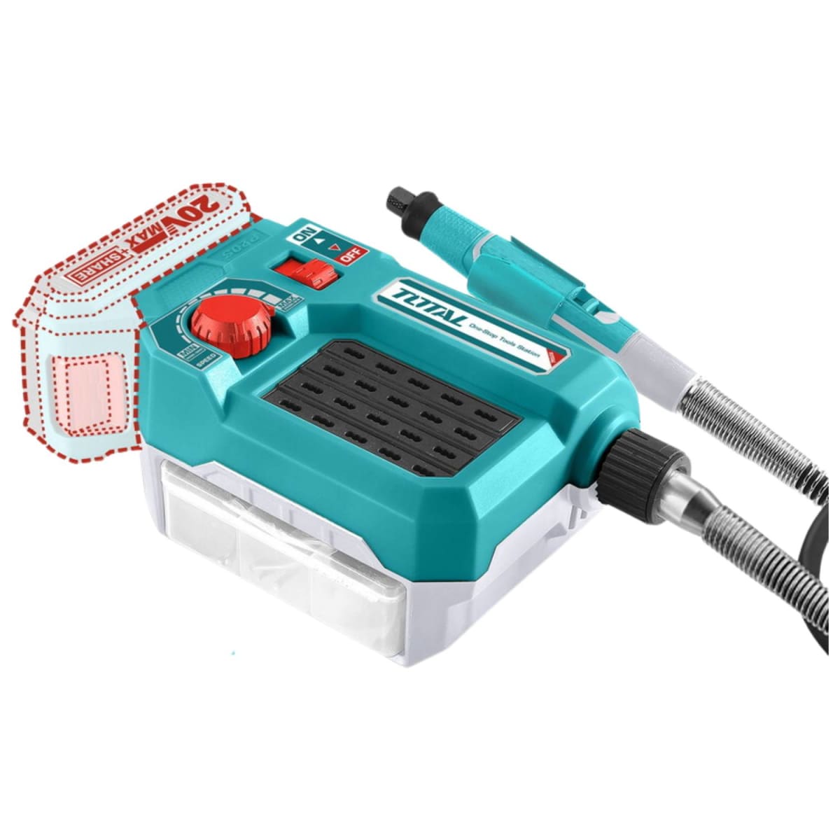 Mini Grinder Amoladora con 40 Piezas 20v Batería 2ah y Cargador Total3