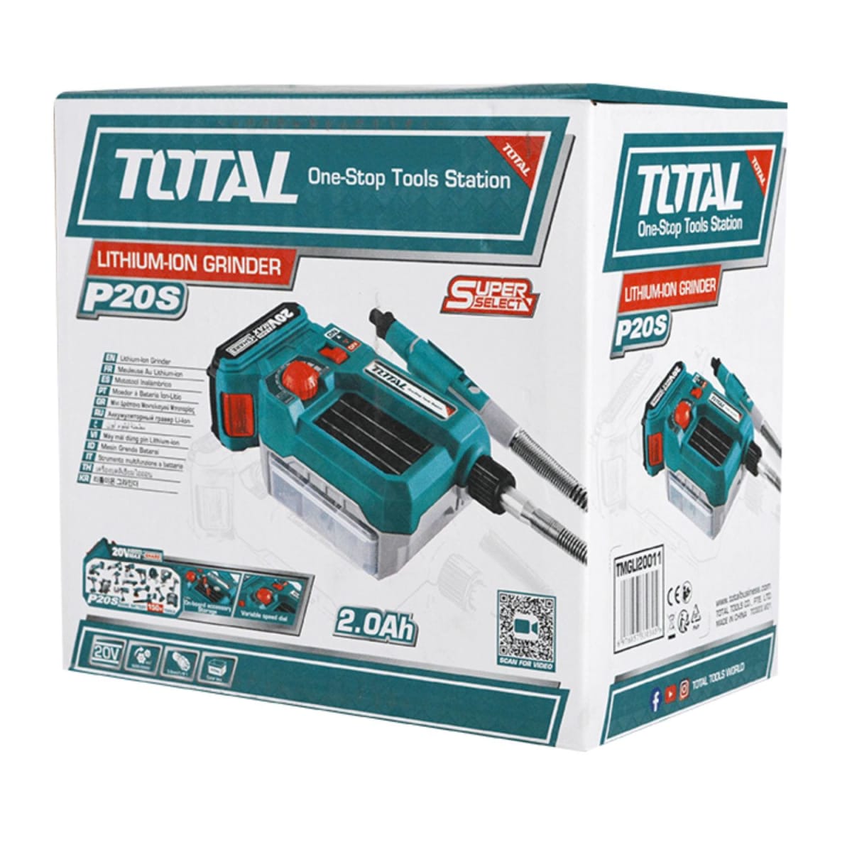 Mini Grinder Amoladora con 40 Piezas 20v Batería 2ah y Cargador Total6