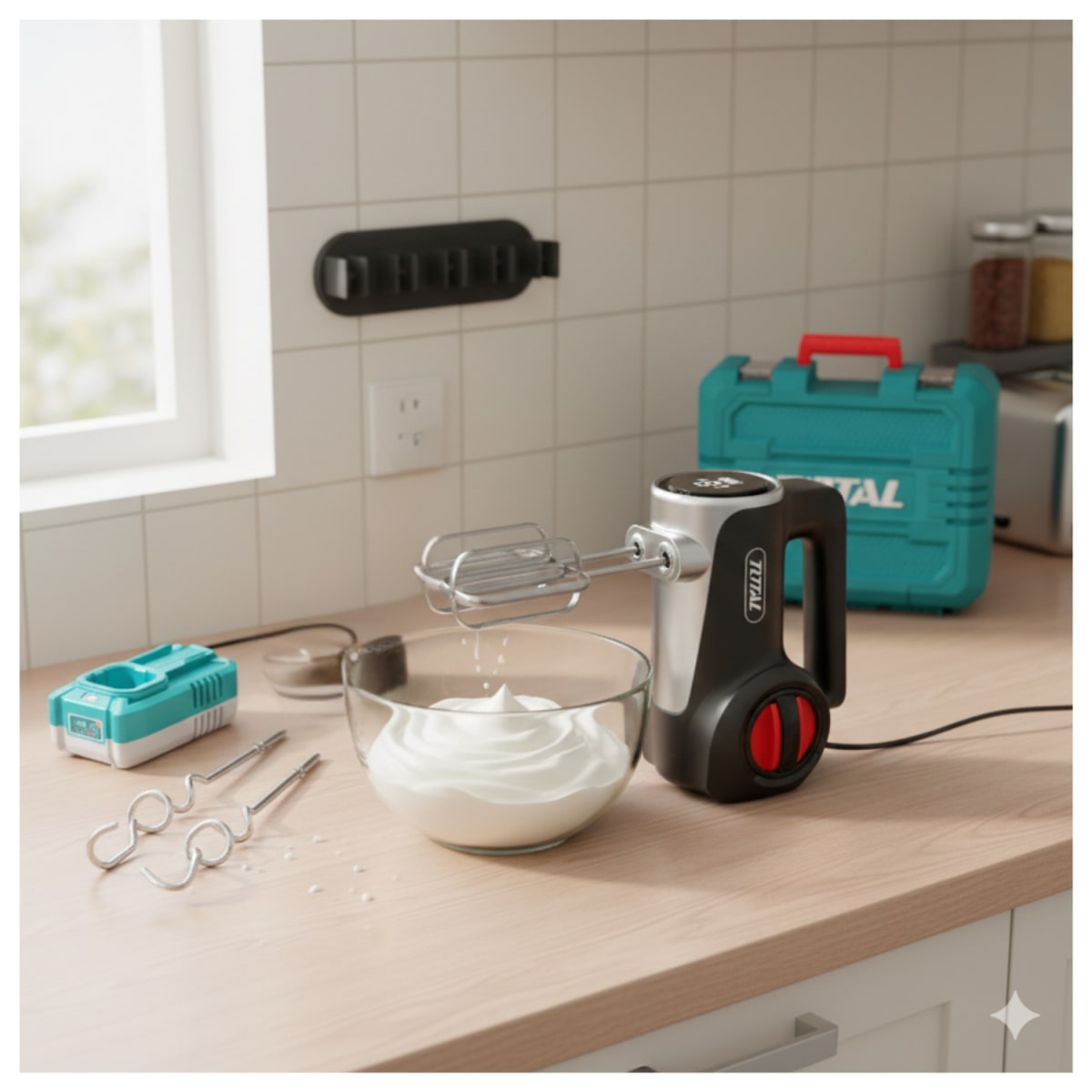 Set de Batidora 7 velocidades + Accesorios + Bateria y Cargador 16v Total2