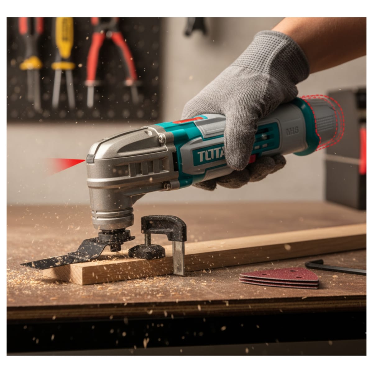 Herramientas Multifuncional con Accesorios + 2 Baterias y Cargador 16v Total5