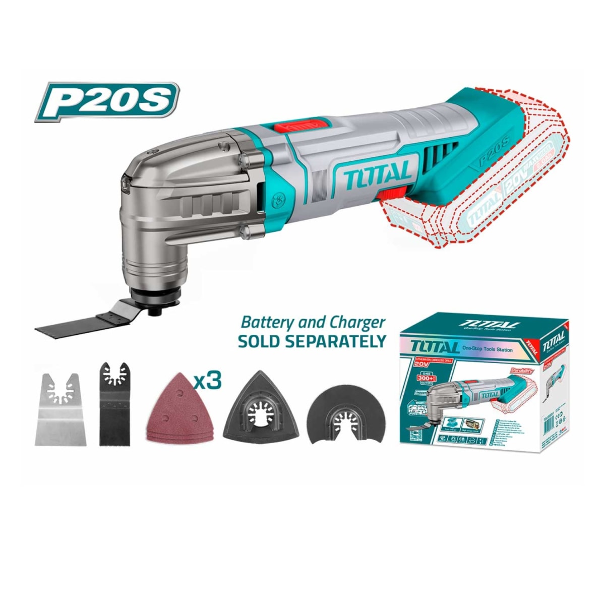 Herramienta Multifuncional con Accesorios 20v Total2