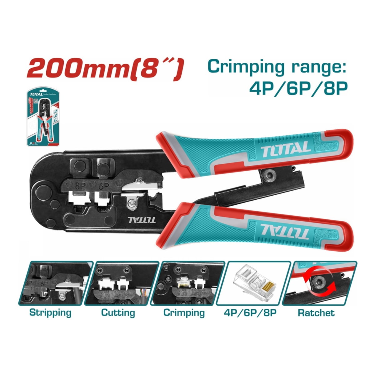 Alicate pinza crimpadora 8